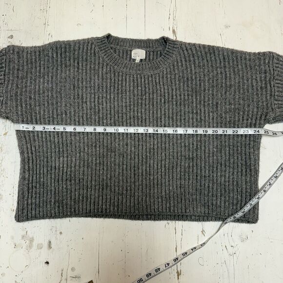 Dee Elly Sweater S Chunky Heavy Knit Ribbed Structured Pullover Cropped Gray - Picture 6 of 11